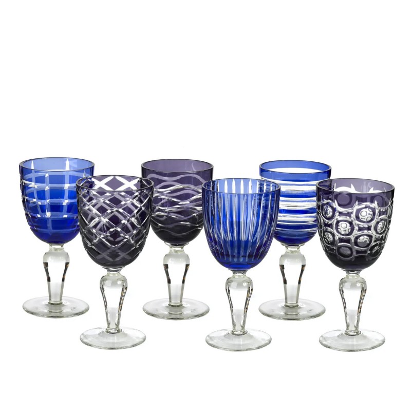 WINE GLASS COBALT MIX SET OF 6